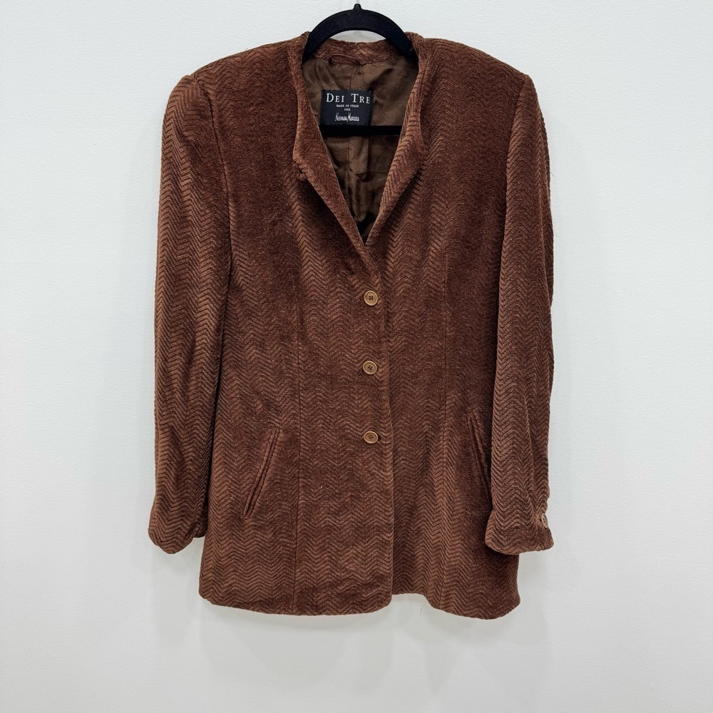 Vintage 90s Dei Tre made in Italy for Neiman Marcus Blazer Jacket Brown Sz 42
